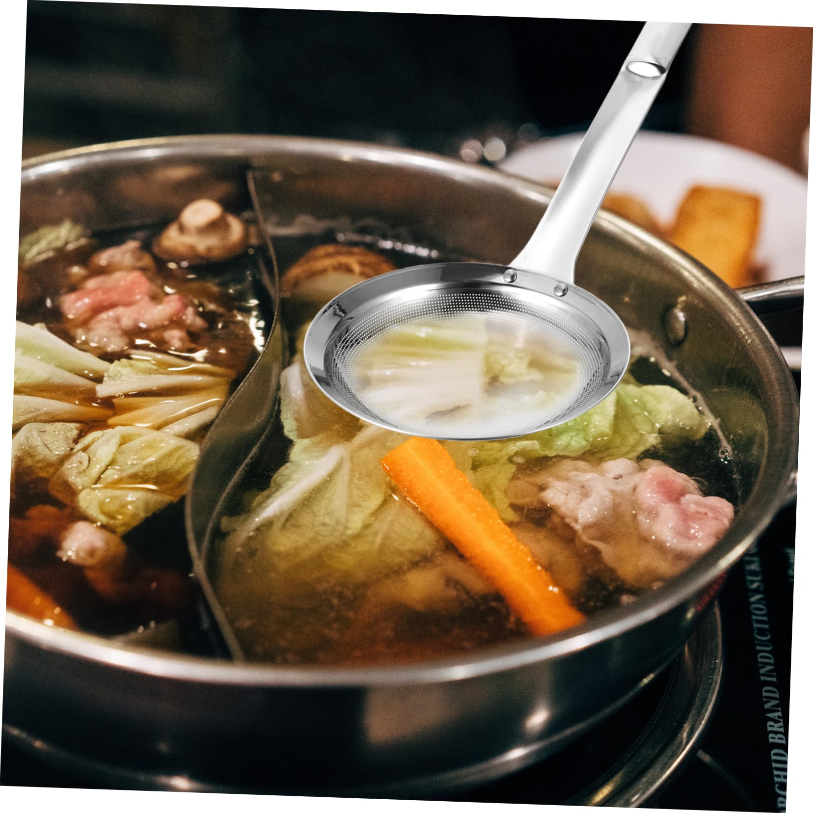 Ciieeo Hot Pot Strainer Spoon Fine Mesh Skimmer Ladle for Soup Oil Separation Stainless Steel Easy to Clean Kitchen Tool