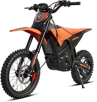 Electric Dirt Bike, 14"/12" Fat Tire 3000W Peak Electric Motorcycle with 48V 23Ah Battery, 35-40 Mile Range, 34MPH, Hydraulic Brakes&Full Suspension Mountain Off-Road E Bike Orange