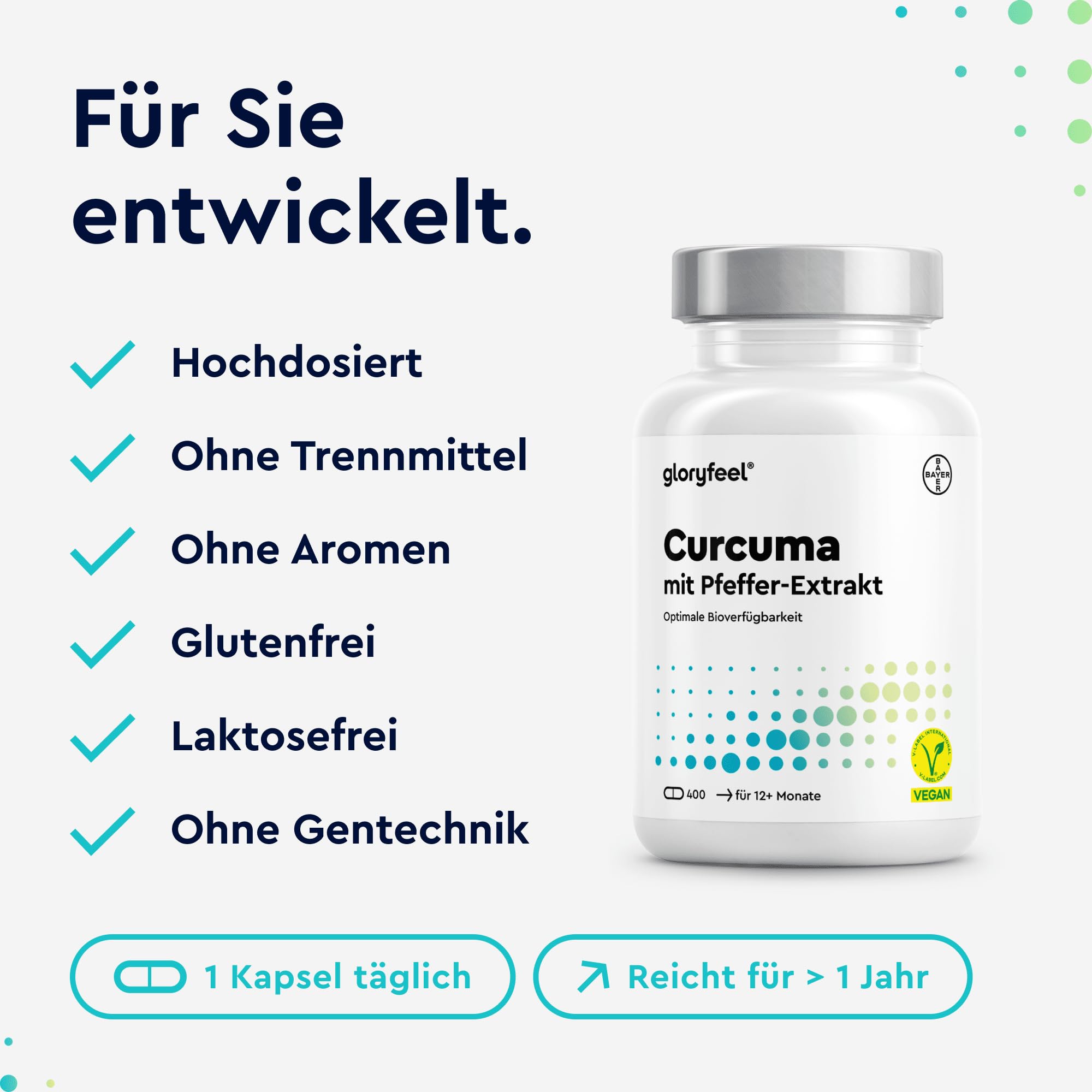 Curcuma Kapseln hochdosiert für 13 Monate - original Kurkumapulver - 700mg pro Kapsel mit Curcumin & Piperin - vegan - laborgeprüft & in Deutschland entwickelt