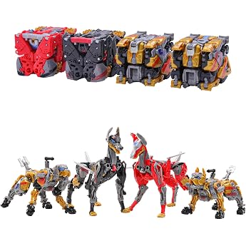 Beastbox 52Toys Botcon Limited Edition "Set of 4 Dogs" Transformation Toy, 4 Robots Can Be Combined Together, Transformation Toy, Painted, Highly Movable, Action Figure, Mech Beast Transformation, Animal Transformation, No Batteries Required, Perfect Gift for Kids, Adults, Collectors
