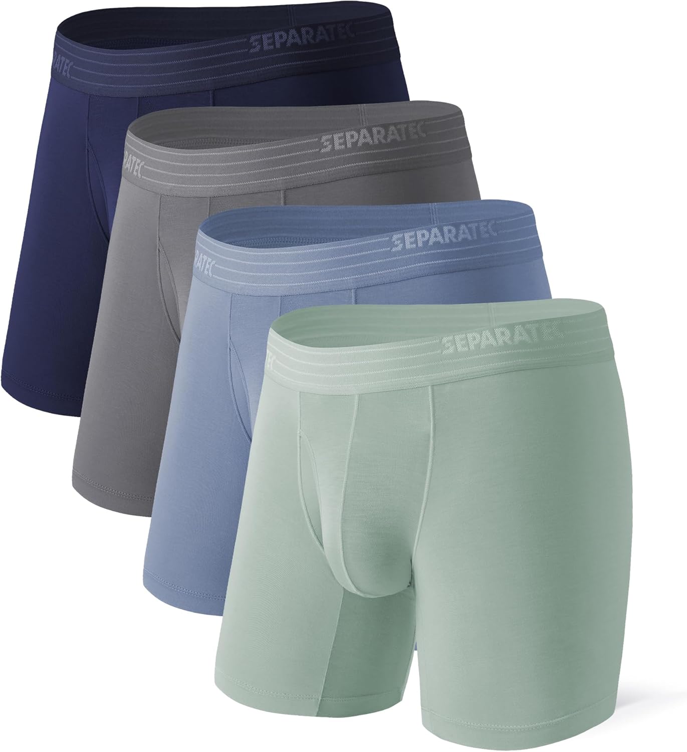 Separatec Breathable Mens Underwear with Separate Pouch Moisture Wicking Soft Anti Chafing Boxer Briefs for Men 4 Pack