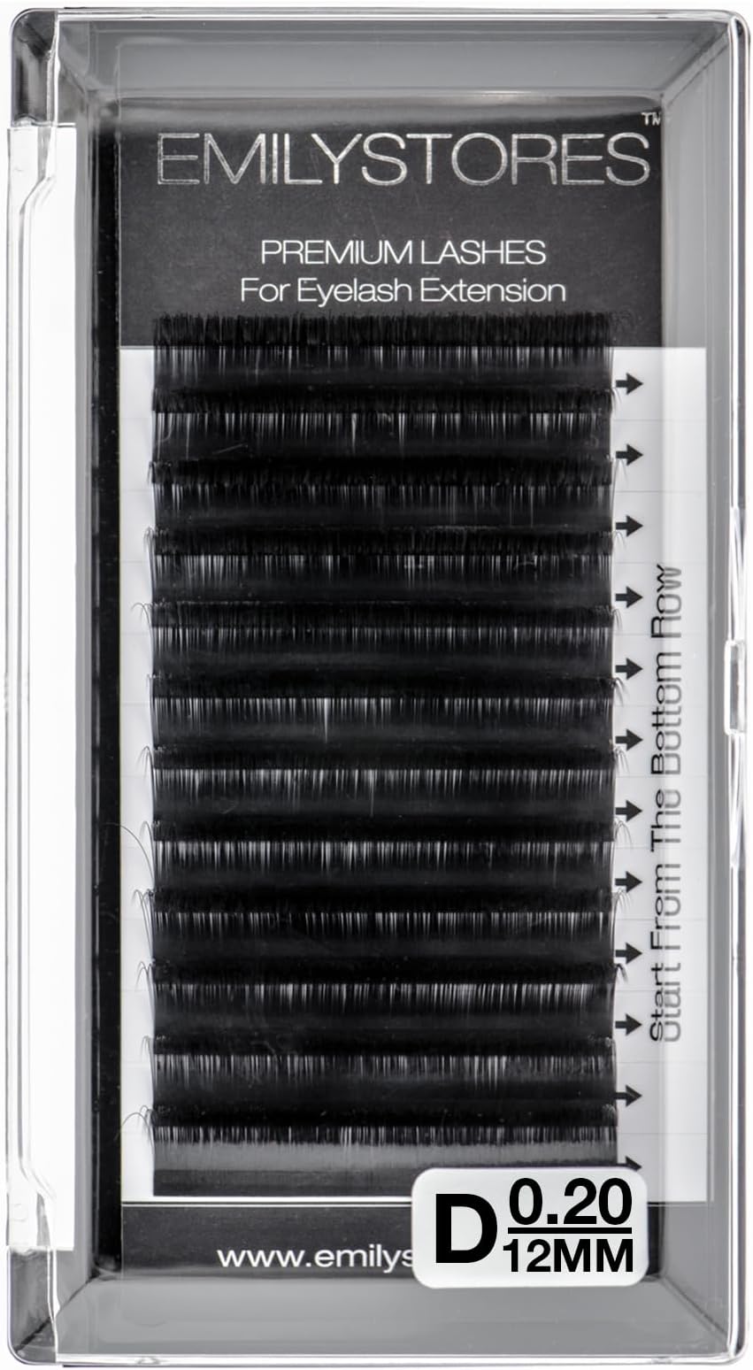 Eyelash Extensions 0.20mm Thickness D Curl Length 12mm Silk Mink Fake Eye Lashes In One Tray