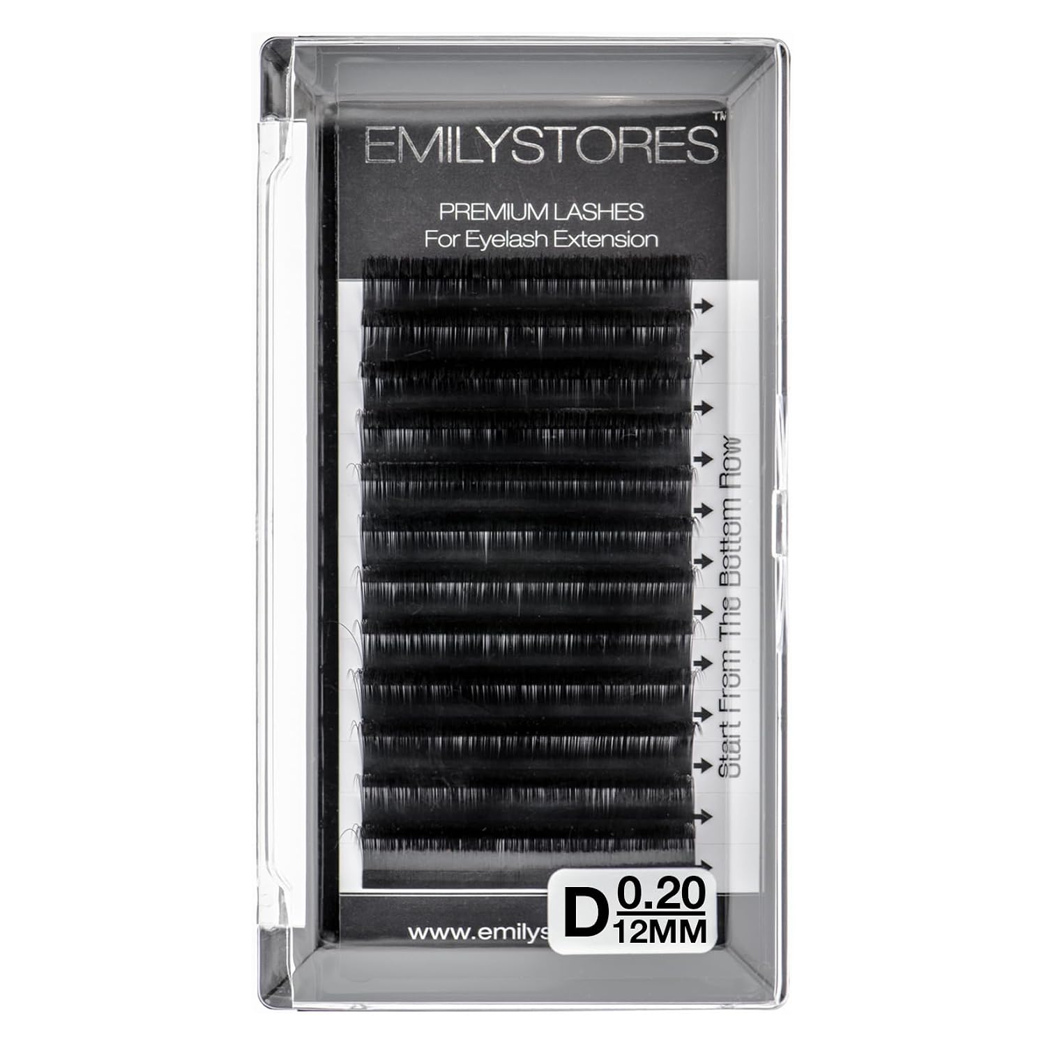 Eyelash Extensions D Curl 12mm Individual Lashes | 0.20mm Thickness