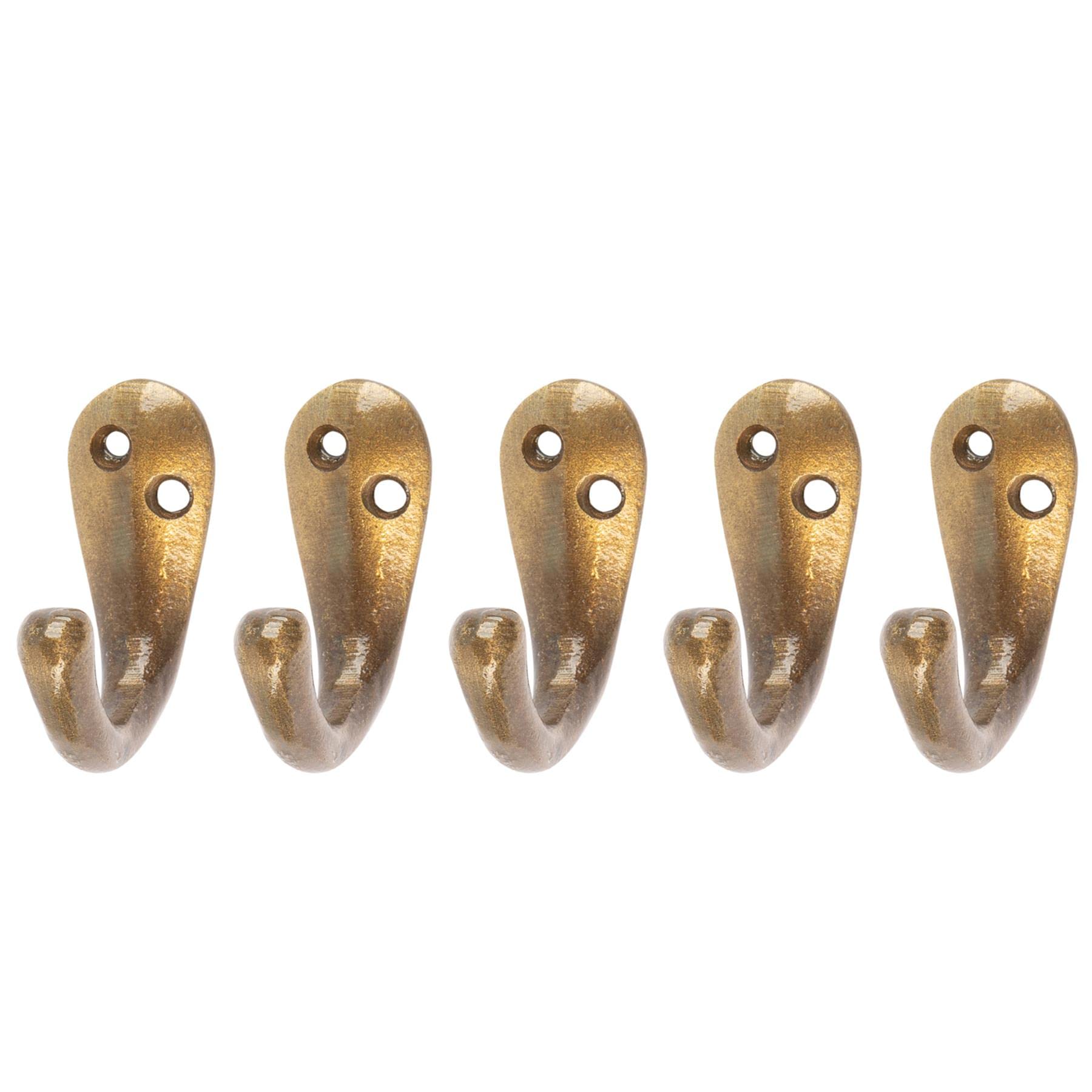 Hammer And Tongs Single Robe Hook - W20mm X H45mm - Brass - Pack Of 5 - Brass