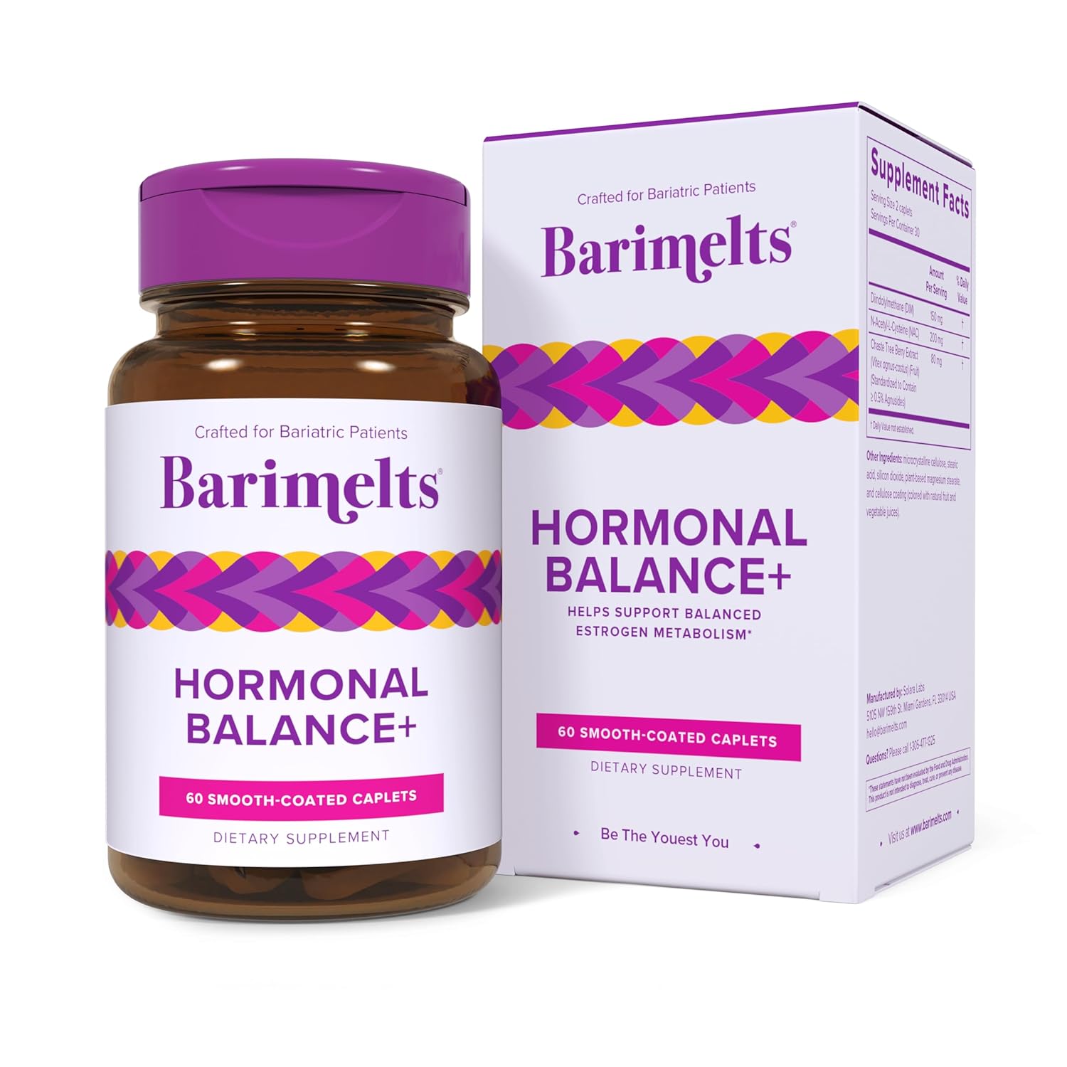 BariMelts Hormonal Balance+ para Usuários de GLP-1 e Pacientes Bariátricos - Suporte ao Equilíbrio Hormonal Feminino com DIM, NAC & Chasteberry - 60 Comprimidos de 500 mg (Suprimento para 1 Mês)