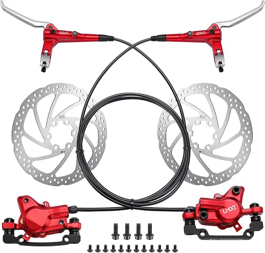 TOBWOLF 1 Pair Hydraulic Bike Brakes Set, Dual Piston Mountain Bike Hydraulic Brakes Left Front 810mm & Right Rear 1470mm,...