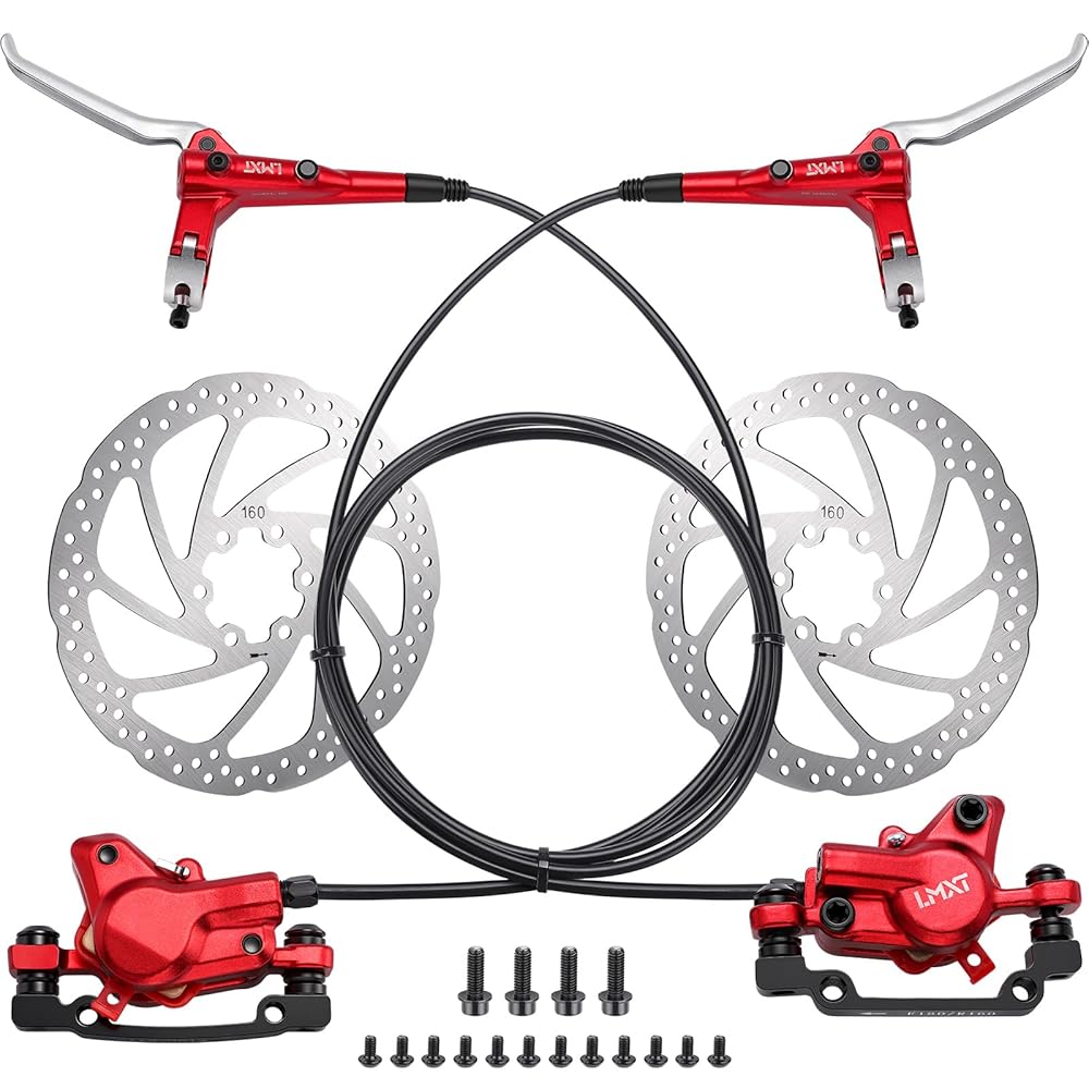 TOBWOLF 1 Pair Hydraulic Bike Brakes Set, Dual Piston Mountain Bike Hydraulic Brakes Left Front 810mm & Right Rear 1470mm, MTB Disc Brake Set for Mountain, Road Bicycle & Ebike