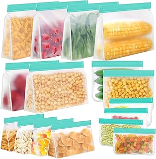 Sponsored Ad - LISOVEVRR Reusable Silicone Food Storage Bags, BPA Free Reusable Freezer Bags,Gallon Bags,Sandwich Bags,Res...
