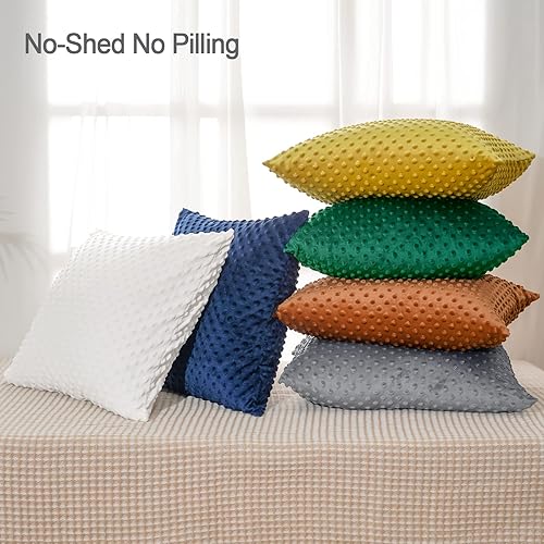 Miniatura 6 de PHF Minky - Funda de almohada de lunares de 20 x 20 pulgadas, paquete de 2 fundas de cojín de terciopelo real de burbujas de Minky suave, acogedora,