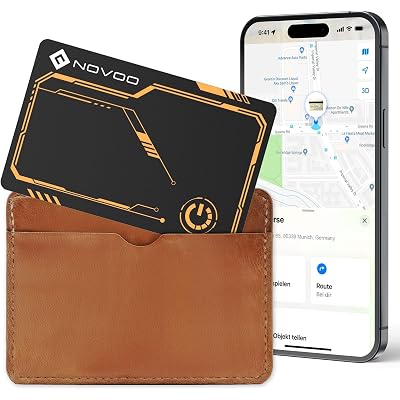 NOVOO SmartCard, iOS Only Bluetooth Tracker with Apple Find My, Slim Wallet Finder for iPhone, 6-Year Battery, Waterproof GPS Key Finder for Bags, Passport, 1 Pack Orange