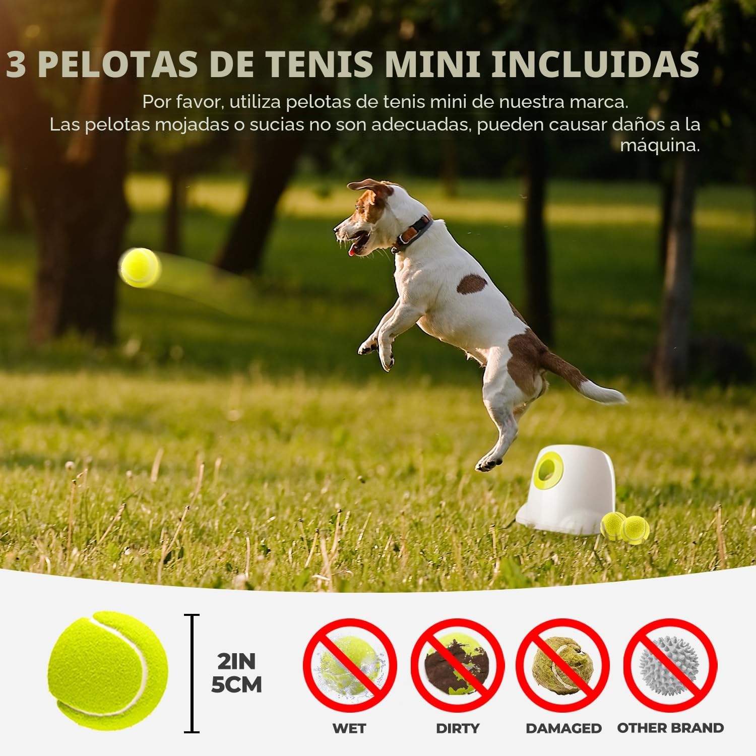 ALL FOR PAWS Lanzador de pelotas para perros pequeños, juguete interactivo para perros, lanzador de pelotas de tenis, entrenamiento mental, juguete para lanzar pelotas con 3 bolas de 5 cm incluidas