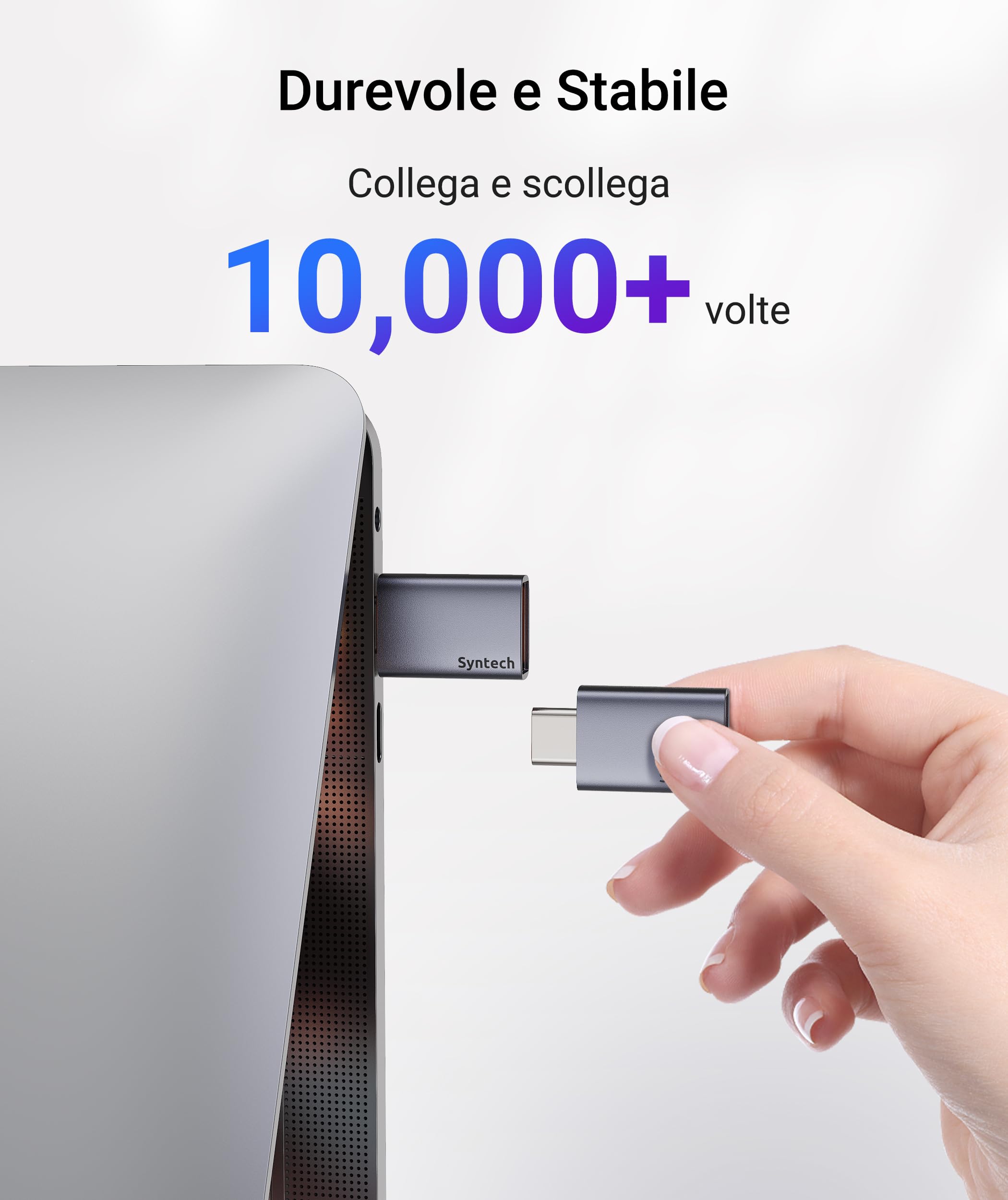 Syntech Adattatore USB C a USB (2 Pezzi), USB3.2 Gen 2 da 10 Gbps, Adattatore Type C Maschio a A 3.2 Femmina Compatibile con iPhone 17e 17 Pro Max/iPad/iMac/MacBook Pro e Dispositivi Thunderbolt 5/4