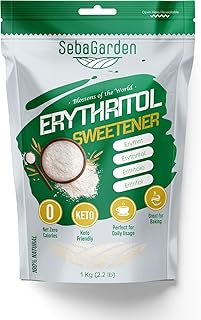 Seba Garden 100% Erythrit-Süßstoff, 1 kg (2,2 lb), natürlicher, granulierter Zuckerersatz ohne Kalorien, ketofreundlich, gentechnikfrei