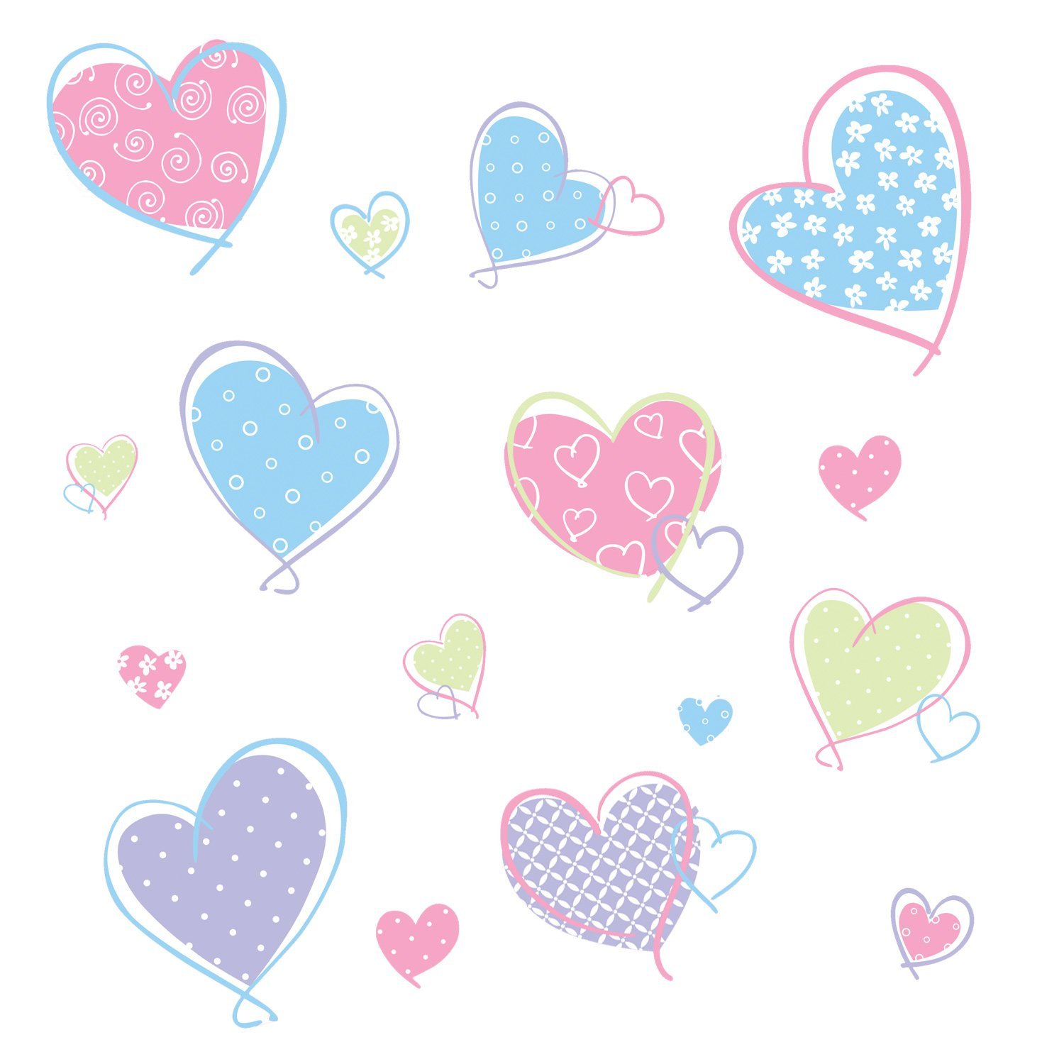 Roommates Multi-Coloured Repositionable Childrens Wall Stickers - Hearts