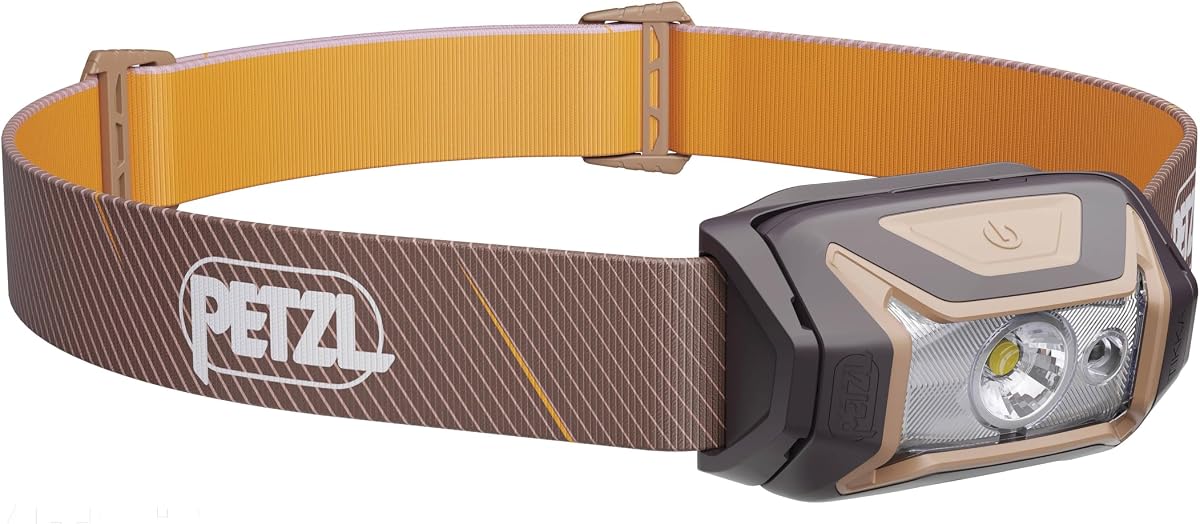 Luz frontal PETZL Tikka - Marrón | Compacta, luz de 350 lúmenes con iluminación roja, para senderismo, escalada, correr y acampar
