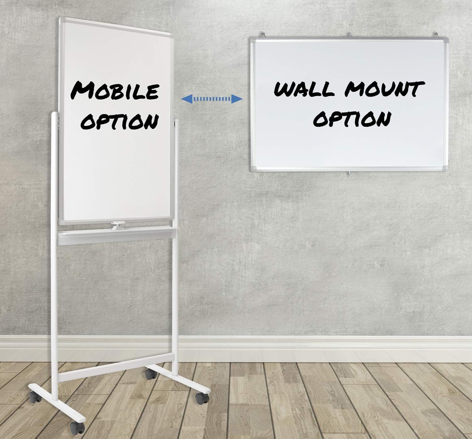 Mount-It! Mobile Dry Erase Whiteboard - Rolling White Board with Casters and Stand, 36x24 Inches Reversible Double-Sided Dry Erase Board, Wall Mountable Magnetic Easel with Locking Caster Wheels