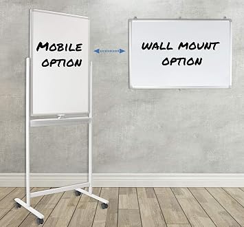 Mount-It! Mobile Dry Erase Whiteboard, 36x24, Rolling