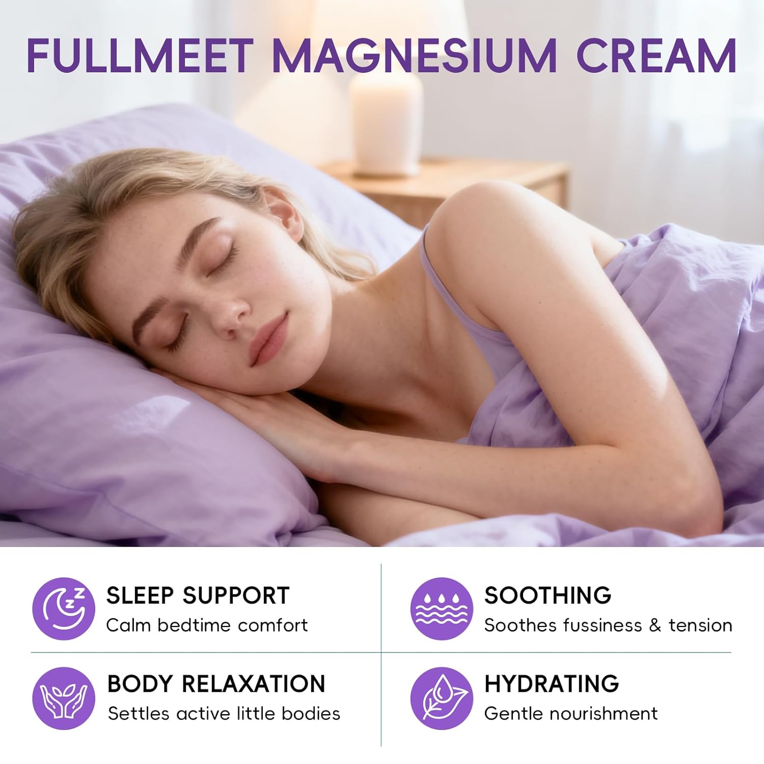 Magnesium Cream for Sleep, Lavender Magnesium Lotion for Muscle Relaxation & Soothing Anxiety, Non-Greasy, Deep Hydration, Magnesium Body Lotion for Skin Care(4 OZ) - Image 3
