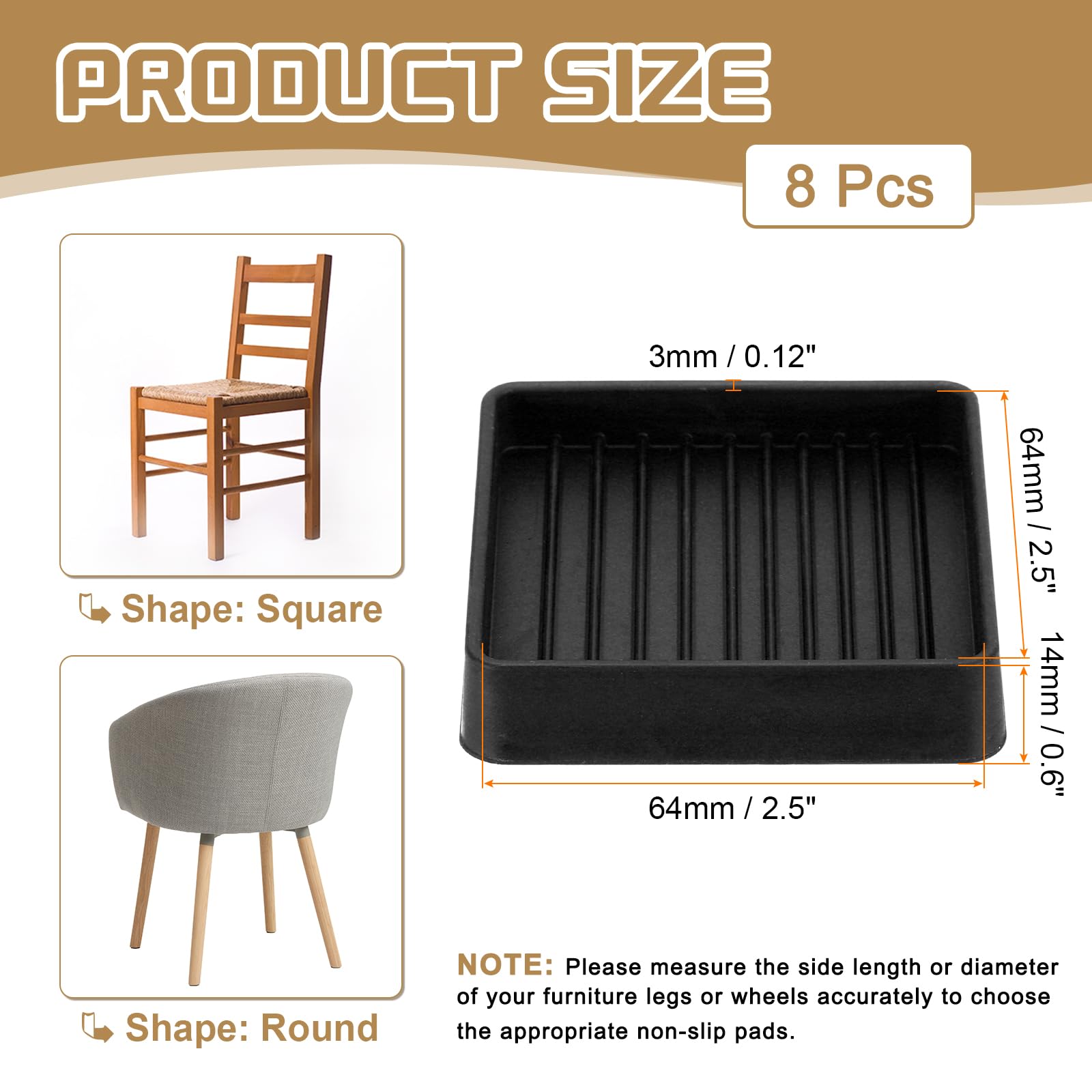 PATIKIL 2.5 Inch Rubber Furniture Pads - Image 2