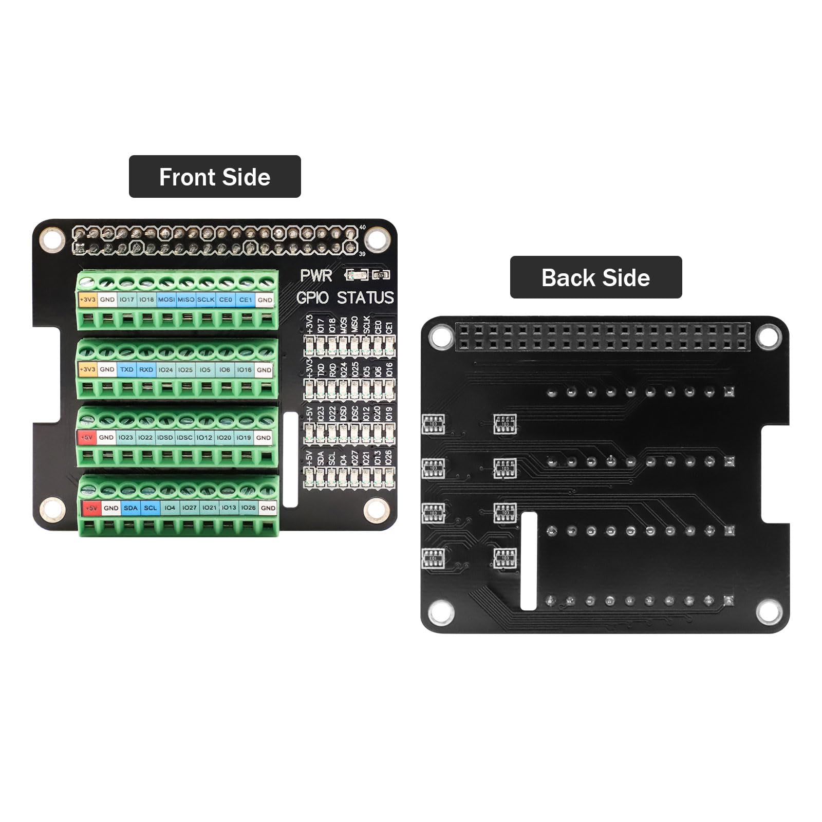 Schraubklemmenblock Breakout Board für Raspberry Pi GPIO, Modul mit Status LED für Pi 4B/3B+/3B/Zero