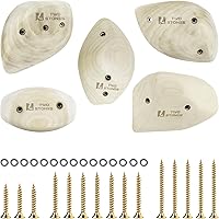 TWOSTONES Wooden Screw-On Rock Climbing Holds - Jugs, Slopes, Pinches for Adult Gym Training & Kids Play Walls with Hardware