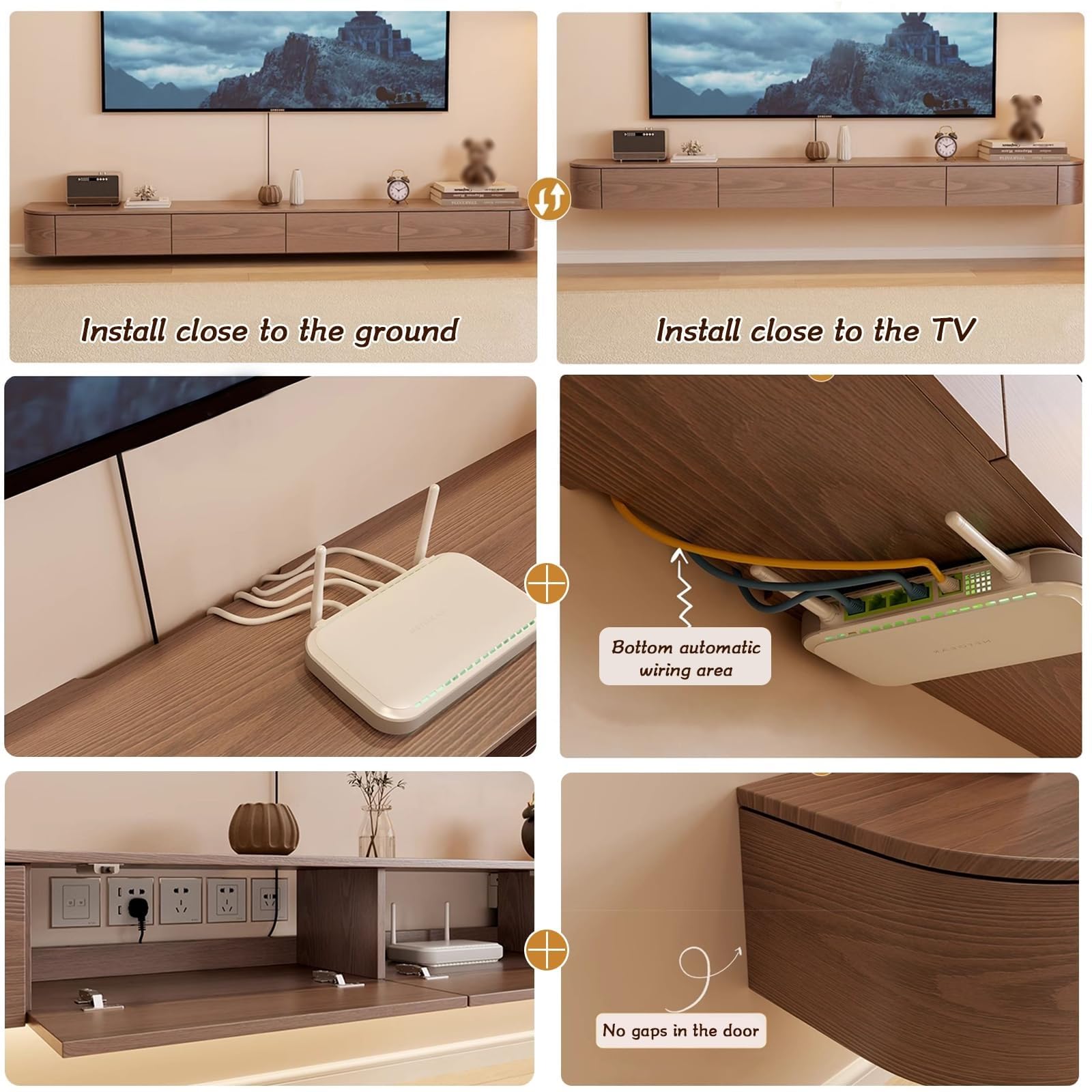 Amazon｜モダンブラック壁掛けテレビスタンド - 200cm ソリッドウッド