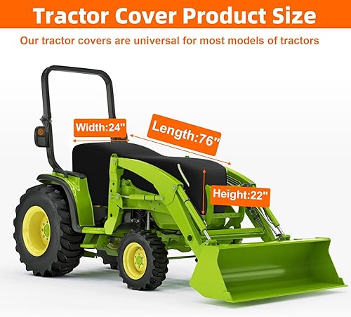 Miniatura 4 de Cubierta para tractor, resistente al agua, 600D, Oxford, compatible con Kubota, John Deere, Mahindra, Bobcat y más, 76 pulgadas de largo x 24