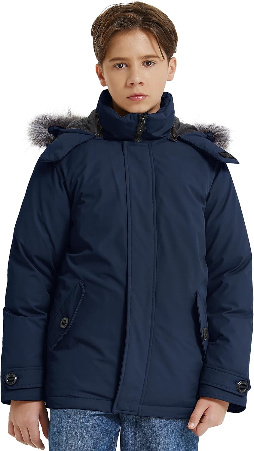 wantdo Boys' Winter Coat Waterproof Puffer Jacket Fleece Parka Hooded - Image 4