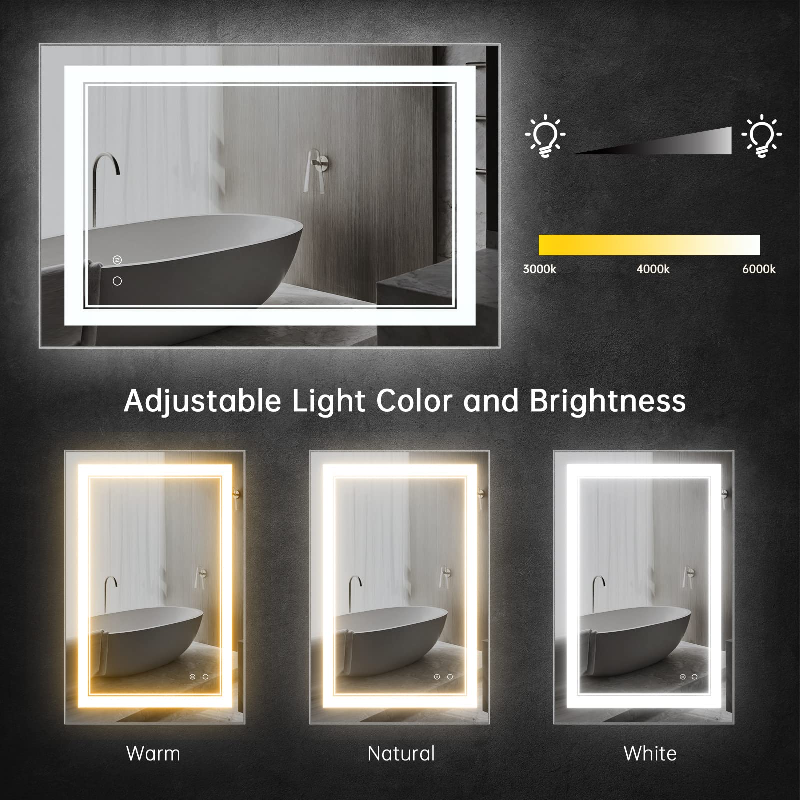 Specchio led con anti appannamento cm 120x70