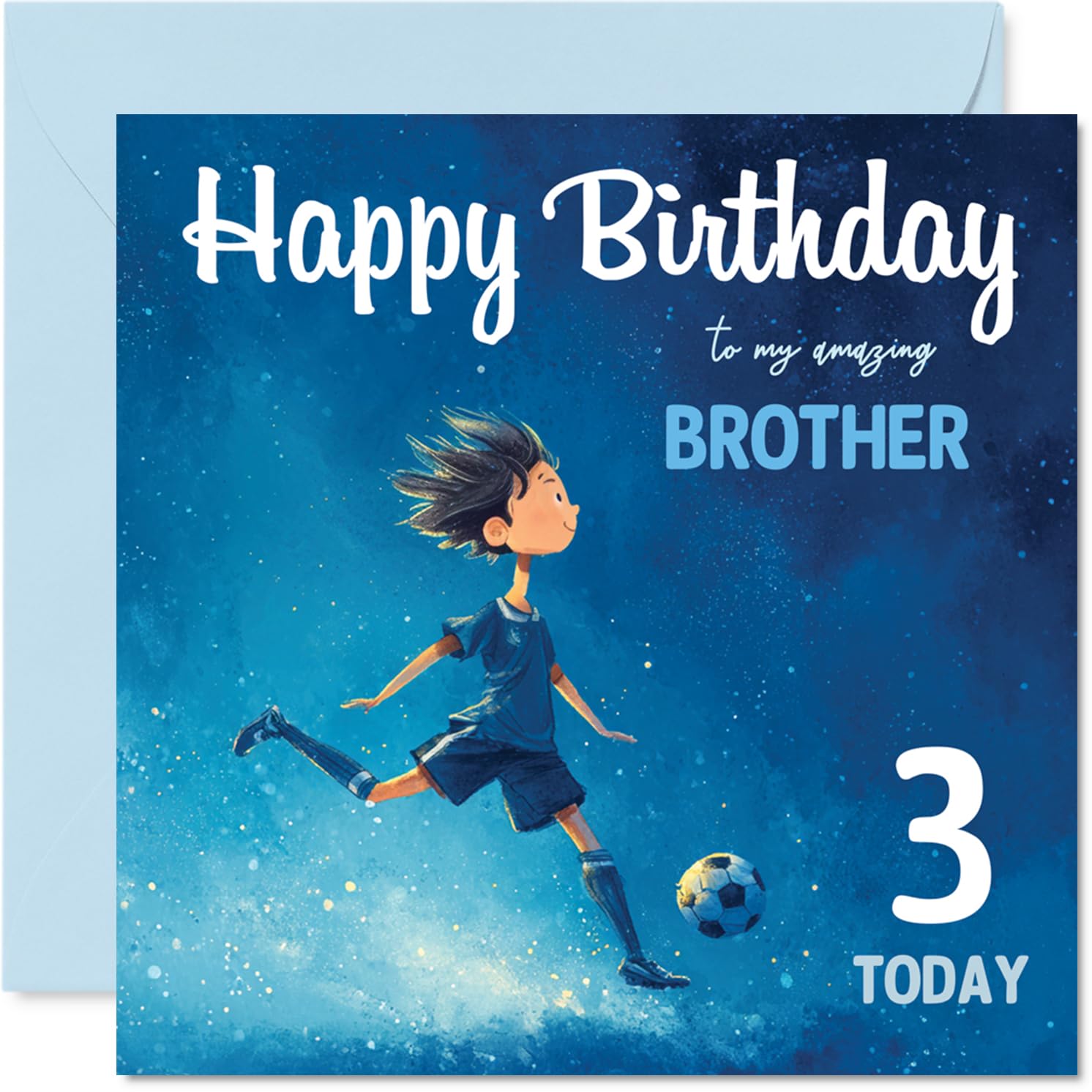 3rd Birthday Cards for Boys - Football Boy - Happy Birthday Card for 3 Year Old Boy Brother Sibling, 145mm Bday Greeting Cards