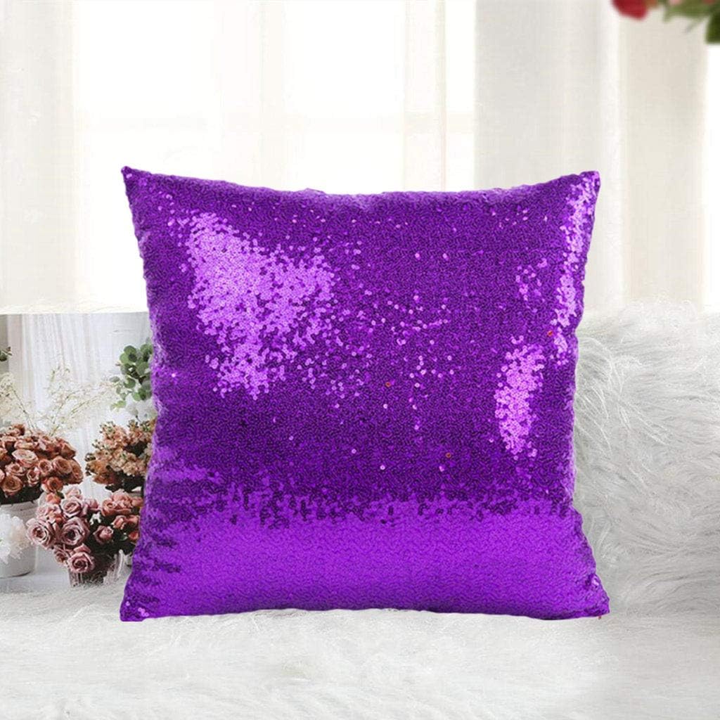 purple sequin pillows