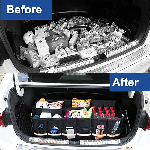 Miniatura 5 de Organizador plegable para maletero de automóvil con tiras reflectantes, tela Oxford 1680D duradera, contenedor de almacenamiento de gran capacidad