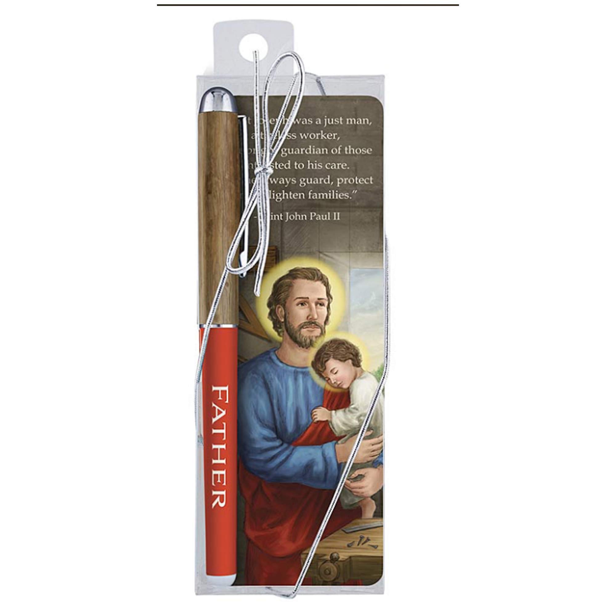 NeedzoSaint Joseph The Protector Pen and Prayer Bookmark Gift Set, Blessing for Fathers, 5 1/2 Inch
