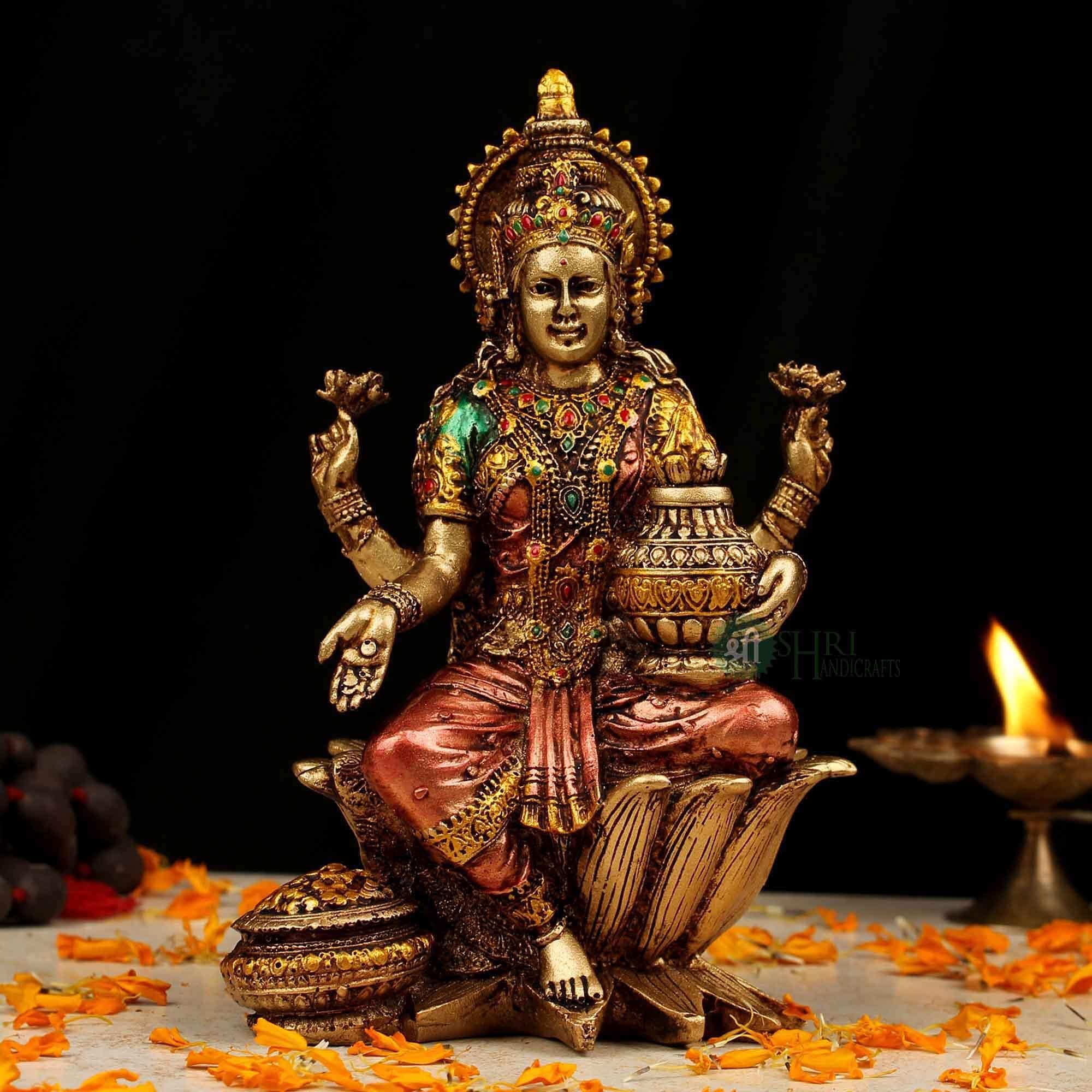 Buy Collectible India Hindu Goddess Maa Laxmi Idol Bronze Statue 