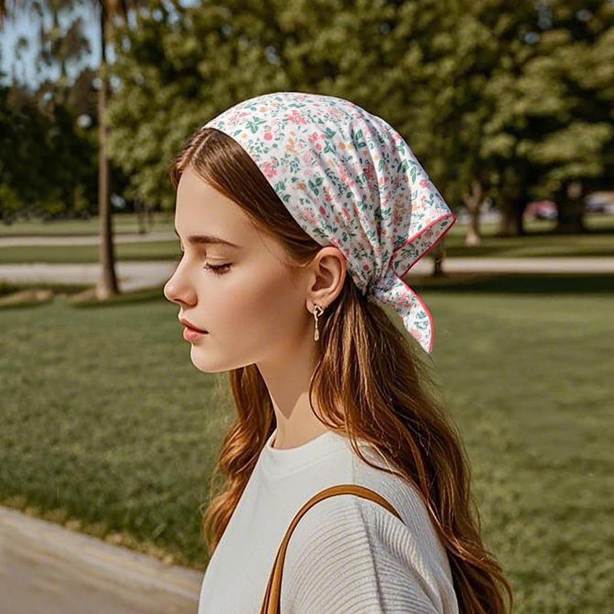 Cotton-Blend Bandana, Head Scarf, Headband, Head wrap, Hair Neck Scarf for Women 22 x 22 inch - Image 8