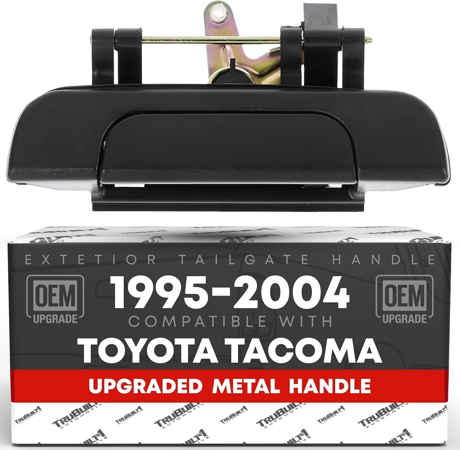 Tailgate Handle Assembly, Upgraded Metal - Compatible with 1995-2004 Toyota Tacoma Pickup - Liftgate Latch Assembly Textured Black - OEM 6909035010, TO1915102, 79605
