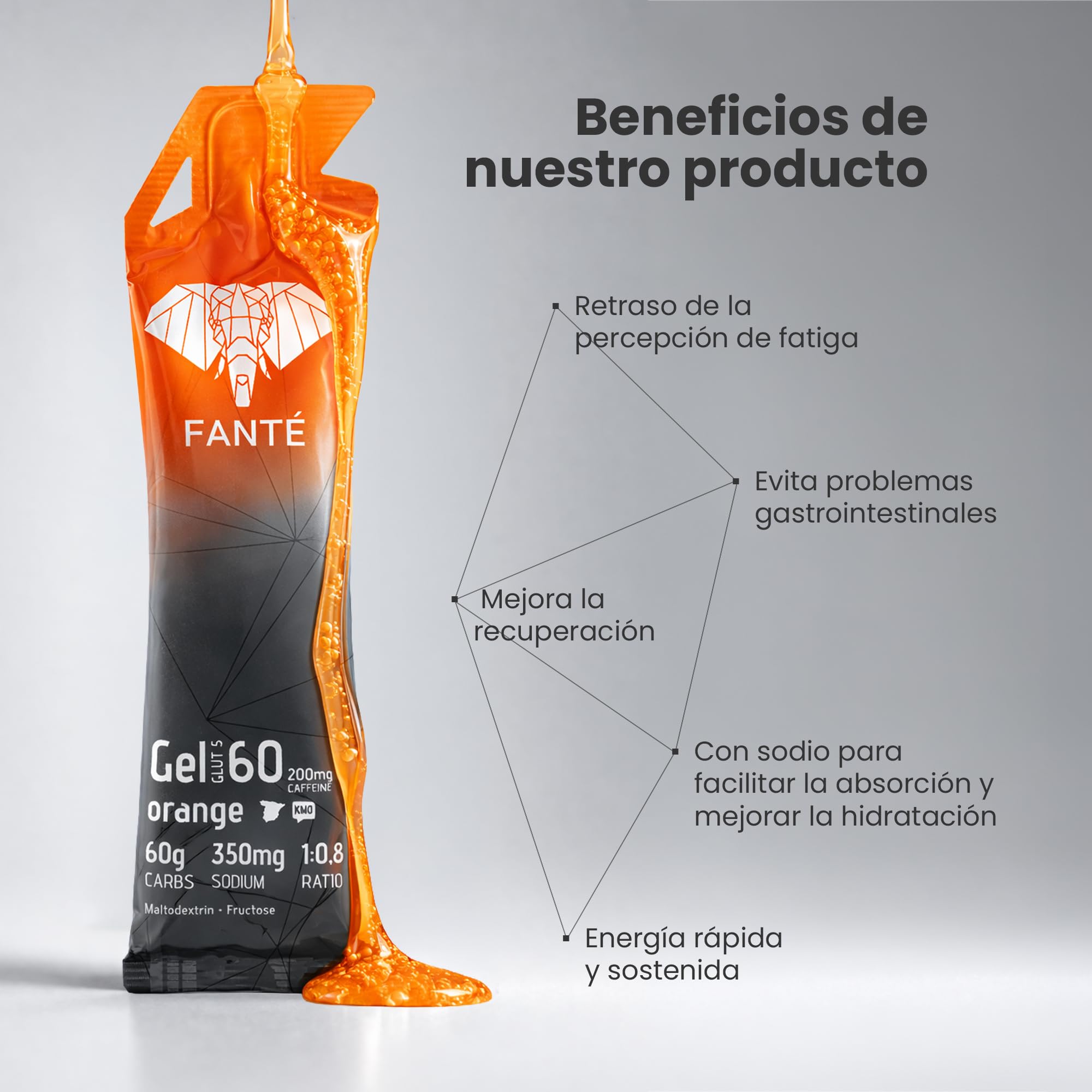 FANTÉ Gel Energético con Cafeína Sabor Naranja 60 g | Carbohidratos para Running, Ciclismo y Deportes de Resistencia (12)