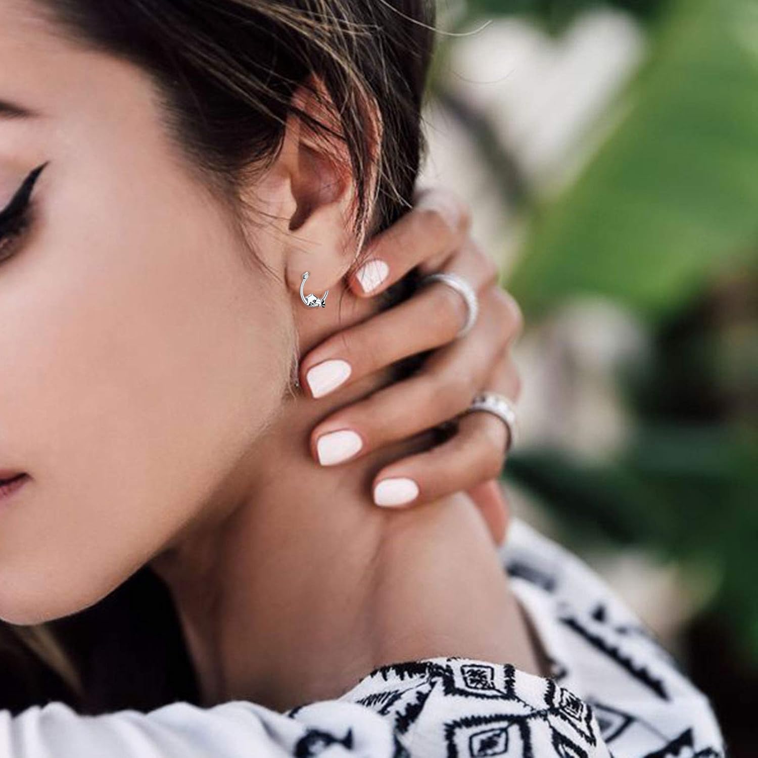 CHENGHONG Animal Earrings 925 Sterling Silver Hedgehog/Cat/Raccoon/Mermaid/Panda Hoop Earrings Hypoallergenic Hoop Huggie Earrings Animal Jewelry Gifts for Women - Image 5