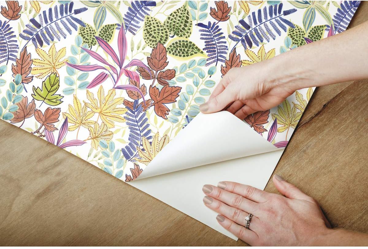 RoomMates RMK11750RL Multicolor Watercolor Tropics Peel and Stick Wallpaper