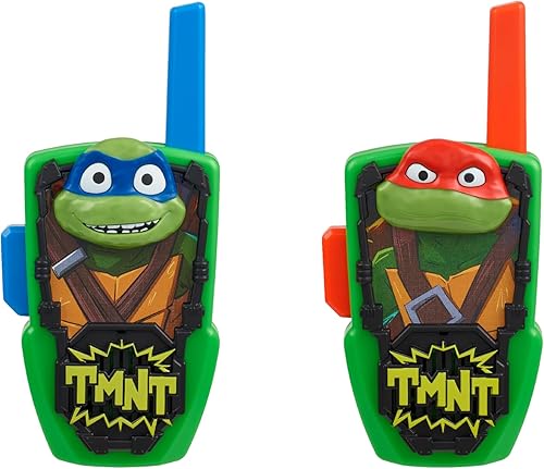 eKids Walkie Talkies de juguete de tortugas ninja mutantes adolescentes para niños, juguetes libres de estática, para interiores y exteriores,