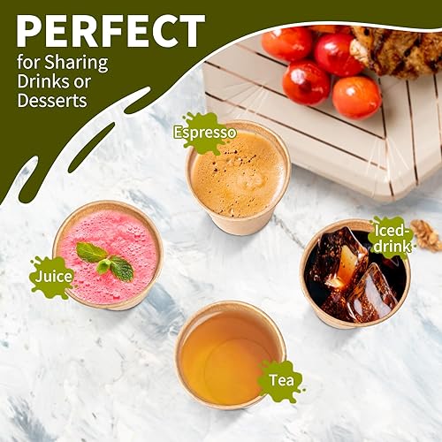 Miniatura 5 de Paquete de 400 vasos de papel kraft de 3 onzas, tazas de café café expreso, vasos desechables para lavado de ratones, vasos de papel pequeños para