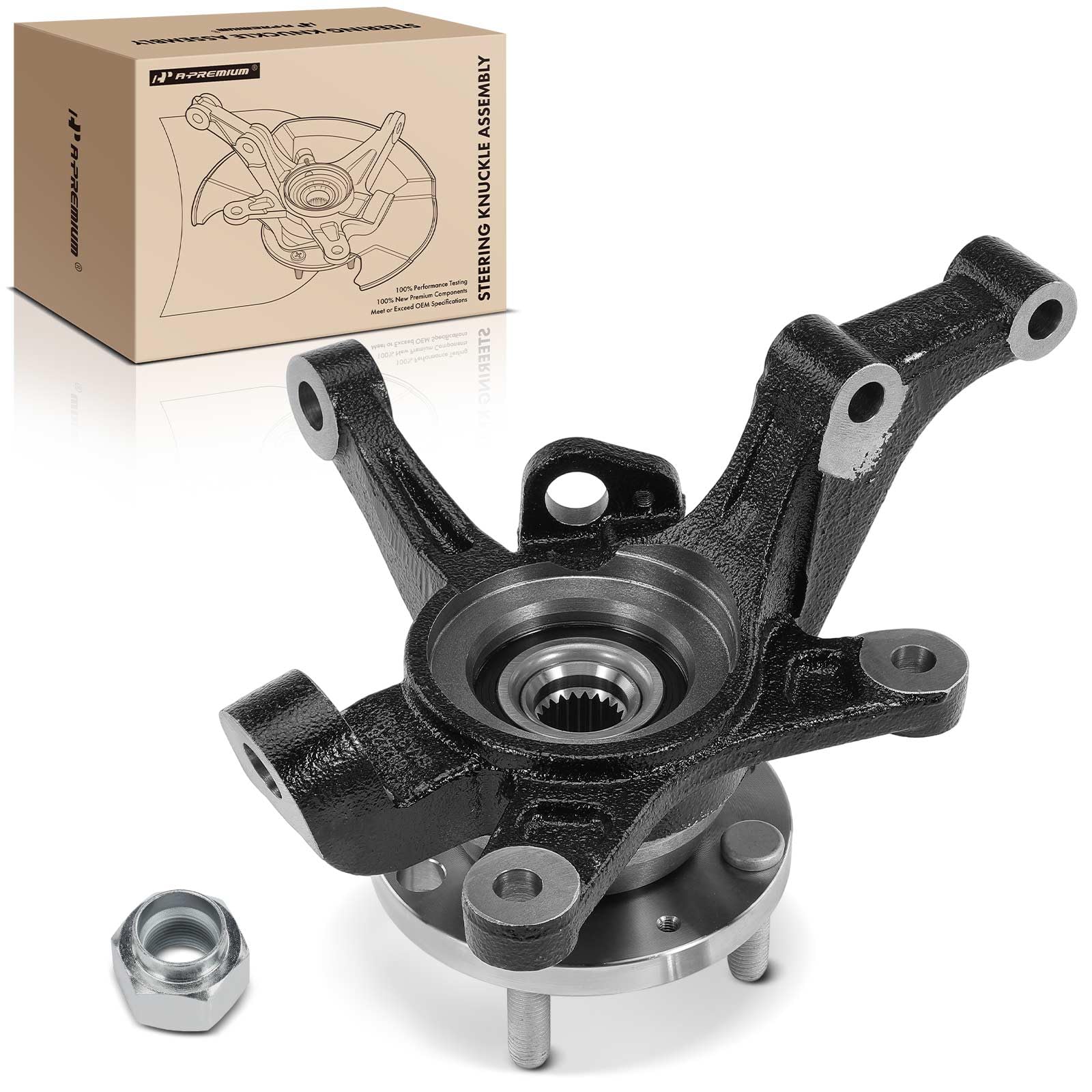A-Premium Front Left Steering Knuckle & Wheel Bearing Hub Assembly Compatible with Chevrolet Aveo 2004-2011, Aveo5 2007-2011 & Pontiac G3 2009-2010, w