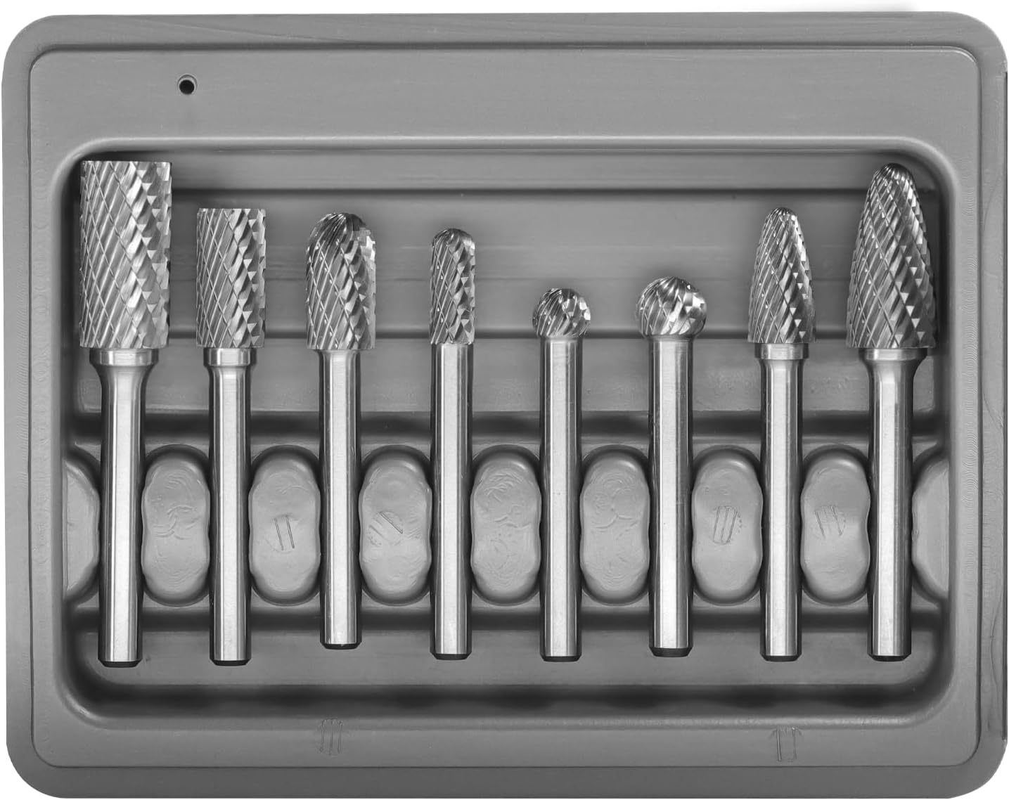 Carbide Burr Set 8pcs with 1/4''Shank Double Cut Solid Power Tools Tungsten Carbide Rotary Files Bits for Die Grinder Metal Wood Carving Engraving Polishing Drilling Grinding Milling Cutting