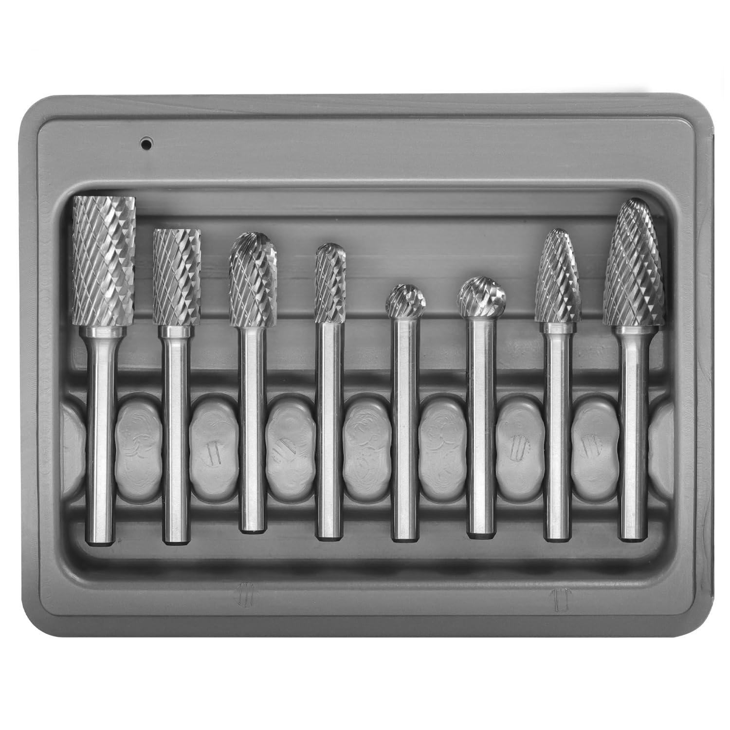 Carbide Burr Set 8pcs with 1/4''Shank Double Cut Solid Power Tools Tungsten Carbide Rotary Files Bits for Die Grinder Metal Wood Carving Engraving Polishing Drilling Grinding Milling Cutting