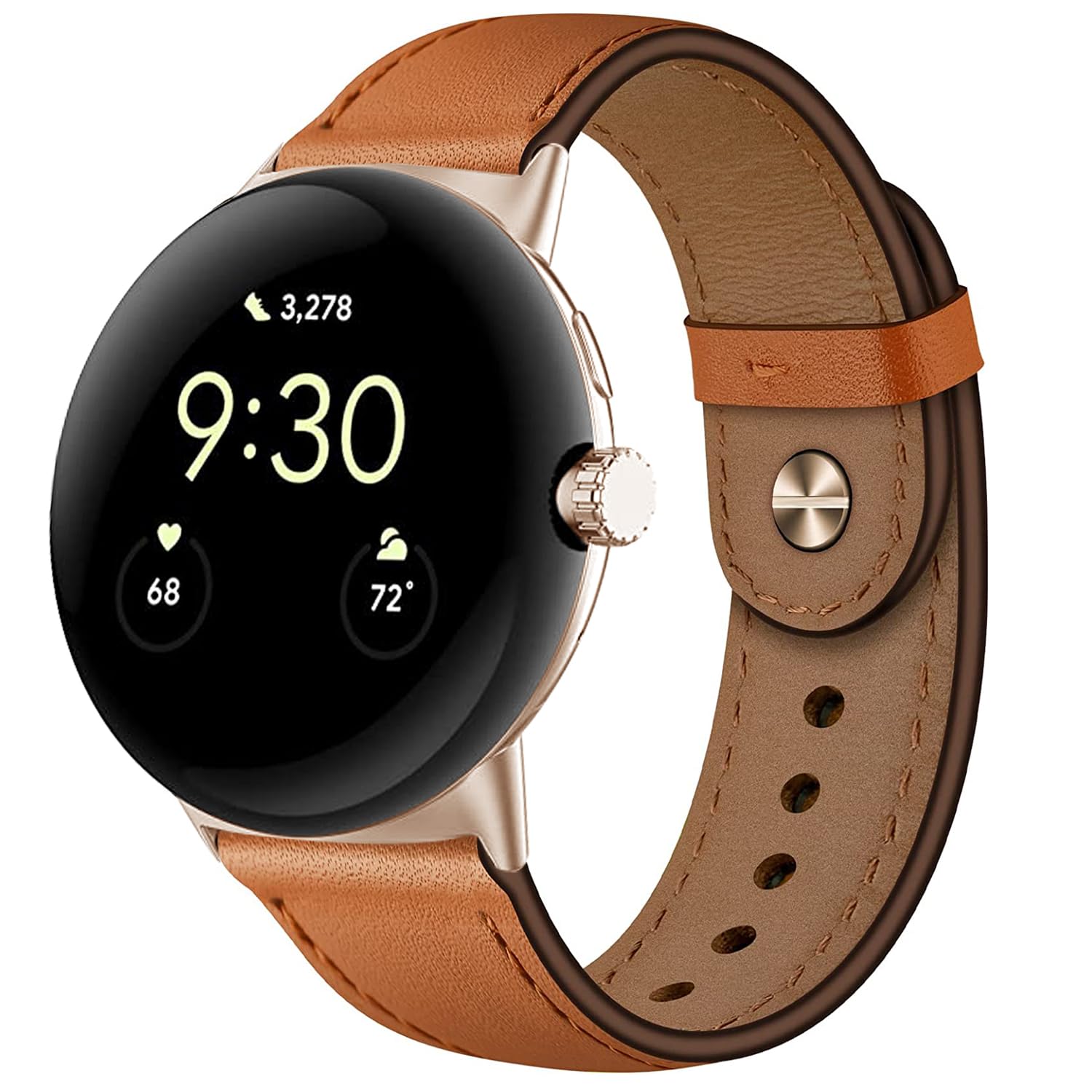 Leather Band Compatible for Google Pixel Watch Band Replacement Strap Breathable Bracelet Band for Google Pixel Watch Smartwatch Accessories