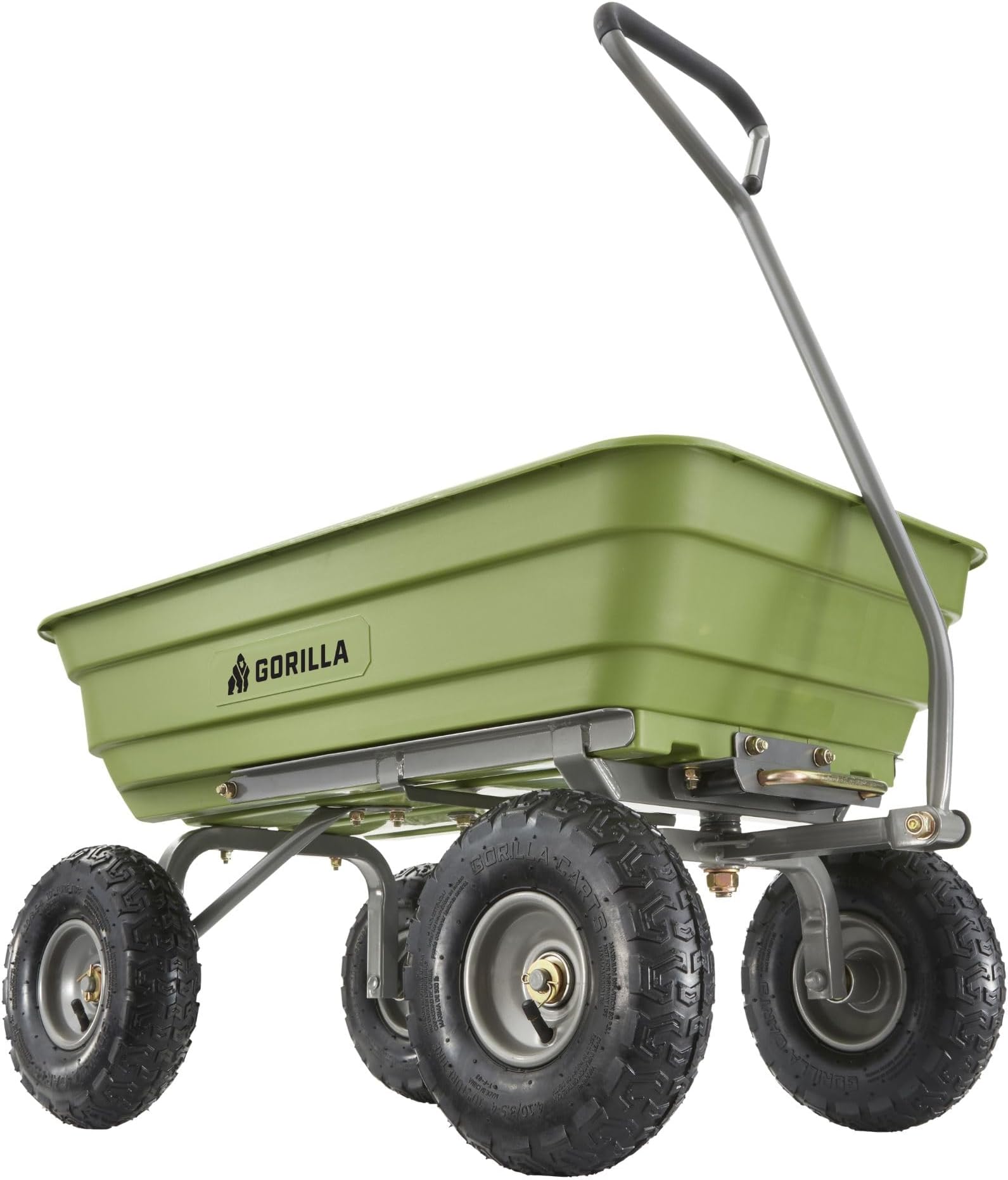 Gorilla Carts Heavy Duty Poly Yard Dump Cart, Lawn & Garden Wagon, 600 Lb, Green