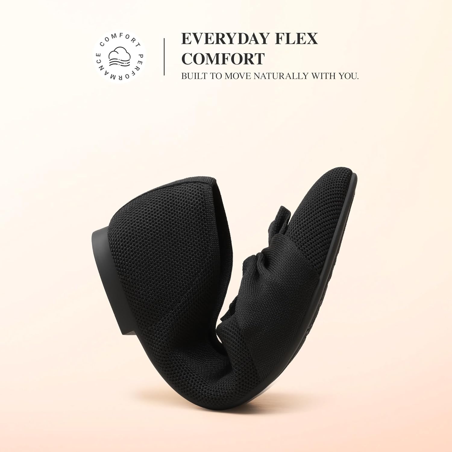 DREAM PAIRS Flats for Women Pointed Toe Foldable Knit Ballet Flats Comfortable Slip-On Dress Shoes Elegant Bow Flats for Work Office Business Casual Travel