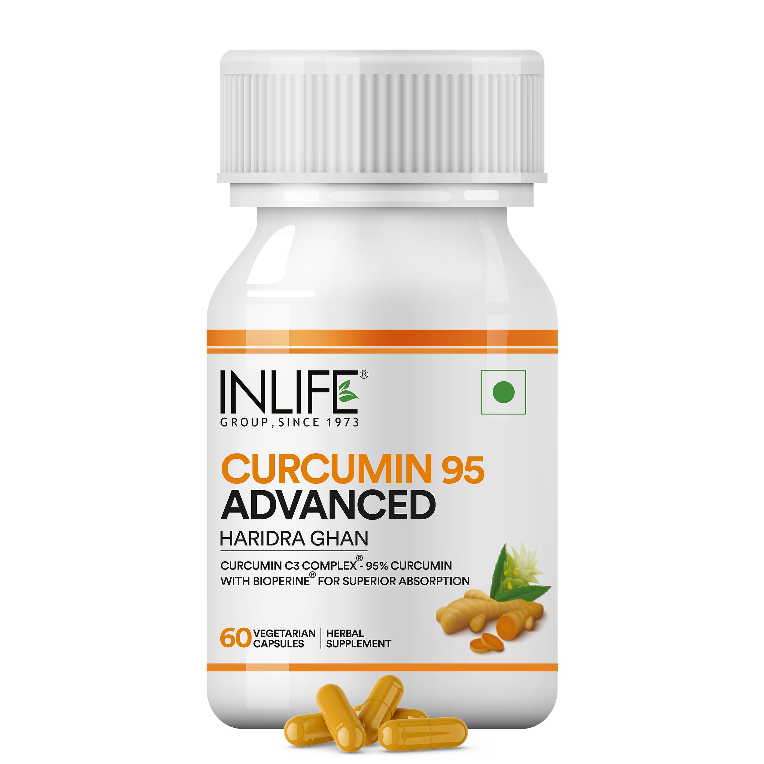 Curcumin with Piperine (Bioperine) Supplement | Curcumin C3 Complex 95% Curcuminoids Turmeric Immunity For Men and Women - 60 Capsules (Pack of 1)