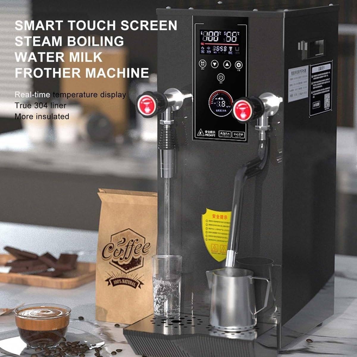 12L Commercial Milk Frother Milk frother, commercial steam cooker, fully automatic with 360° rotatable steam connection and precise temperature control for coffee and tea drinks
