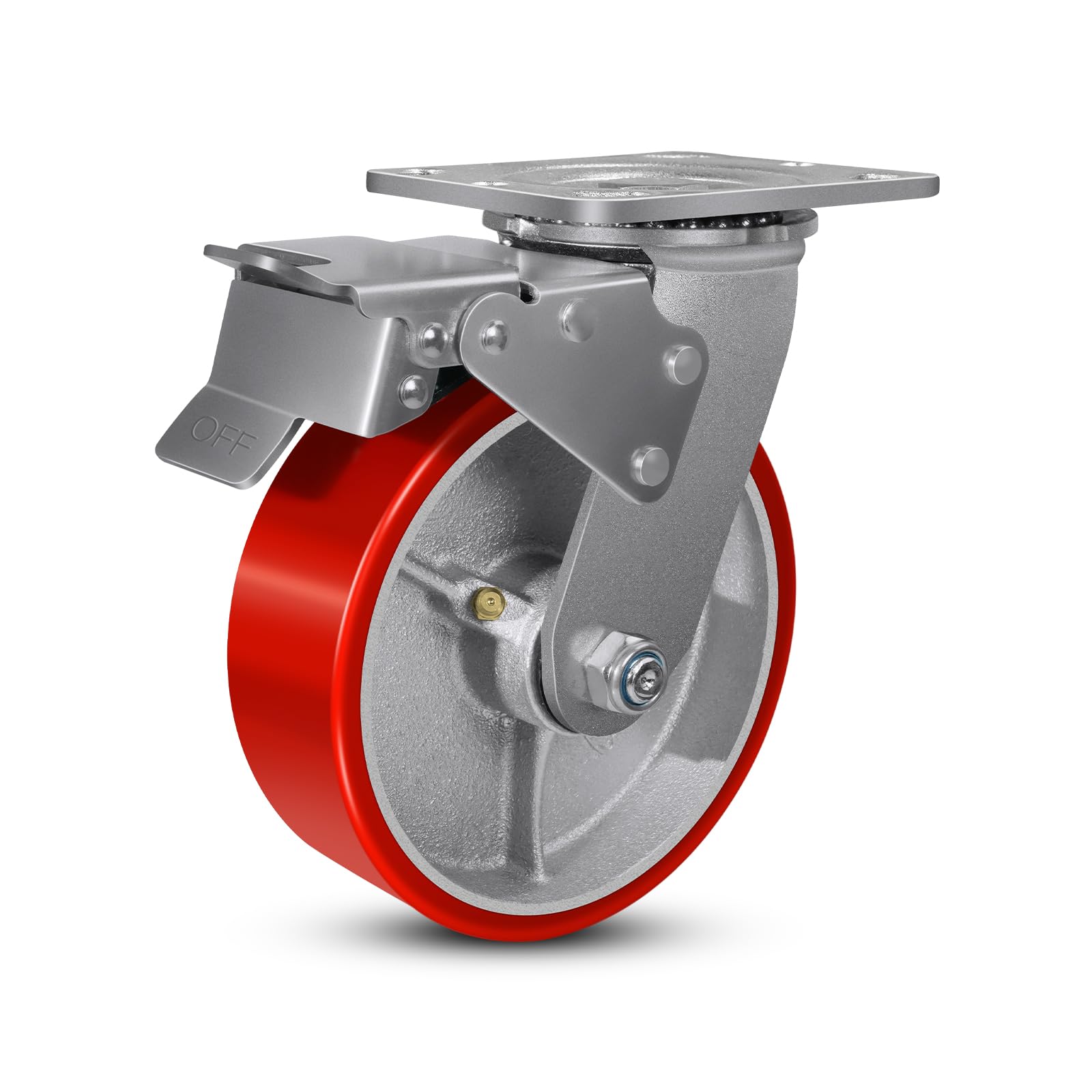 NINOSO Caster Wheels, 6" Heavy Duty Industrial Casters with Load 1200lbs Capacity, Wheels for Cart Toolbox(1 Total Lock Brake)